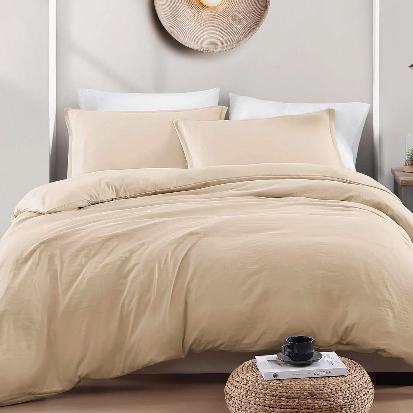 Hotel Soft Microfiber Duvet Cover Set-2000TC Quilt Cover Set & Pillowcases -1 Donna Cover Zipper Closure & 1 x Pillowcases-Breathable Bedding - Wrinkle, Fade, Stain Resistant(Camel Beige,King) - Image 2