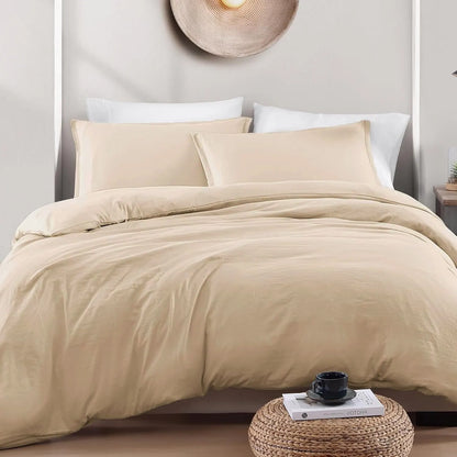 Hotel Soft Microfiber Duvet Cover Set-2000TC Quilt Cover Set & Pillowcases -1 Donna Cover Zipper Closure & 1 x Pillowcases-Breathable Bedding - Wrinkle, Fade, Stain Resistant(Camel Beige,King) - Image 2