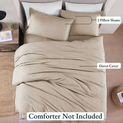 Hotel Soft Microfiber Duvet Cover Set-2000TC Quilt Cover Set & Pillowcases -1 Donna Cover Zipper Closure & 1 x Pillowcases-Breathable Bedding - Wrinkle, Fade, Stain Resistant(Camel Beige,King) - Image 4