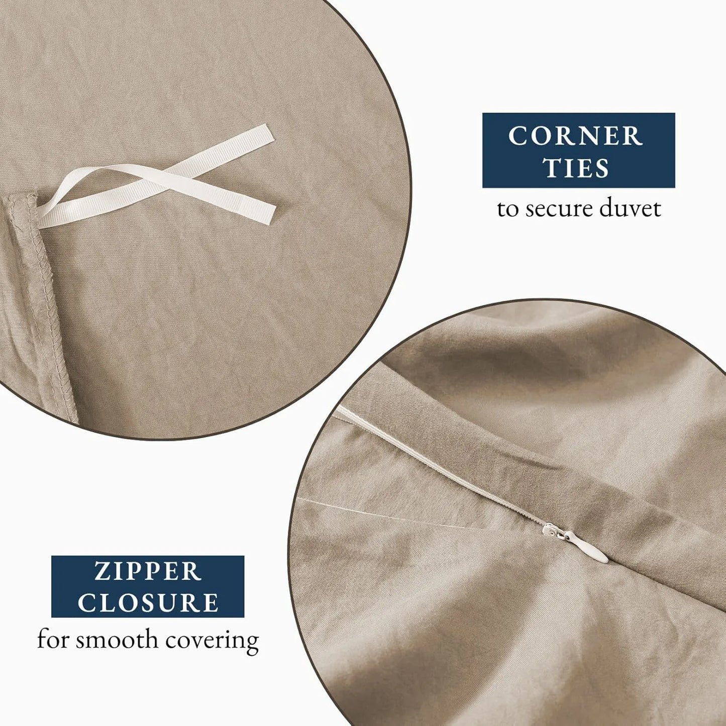 Hotel Soft Microfiber Duvet Cover Set-2000TC Quilt Cover Set & Pillowcases -1 Donna Cover Zipper Closure & 1 x Pillowcases-Breathable Bedding - Wrinkle, Fade, Stain Resistant(Camel Beige,King) - Image 5