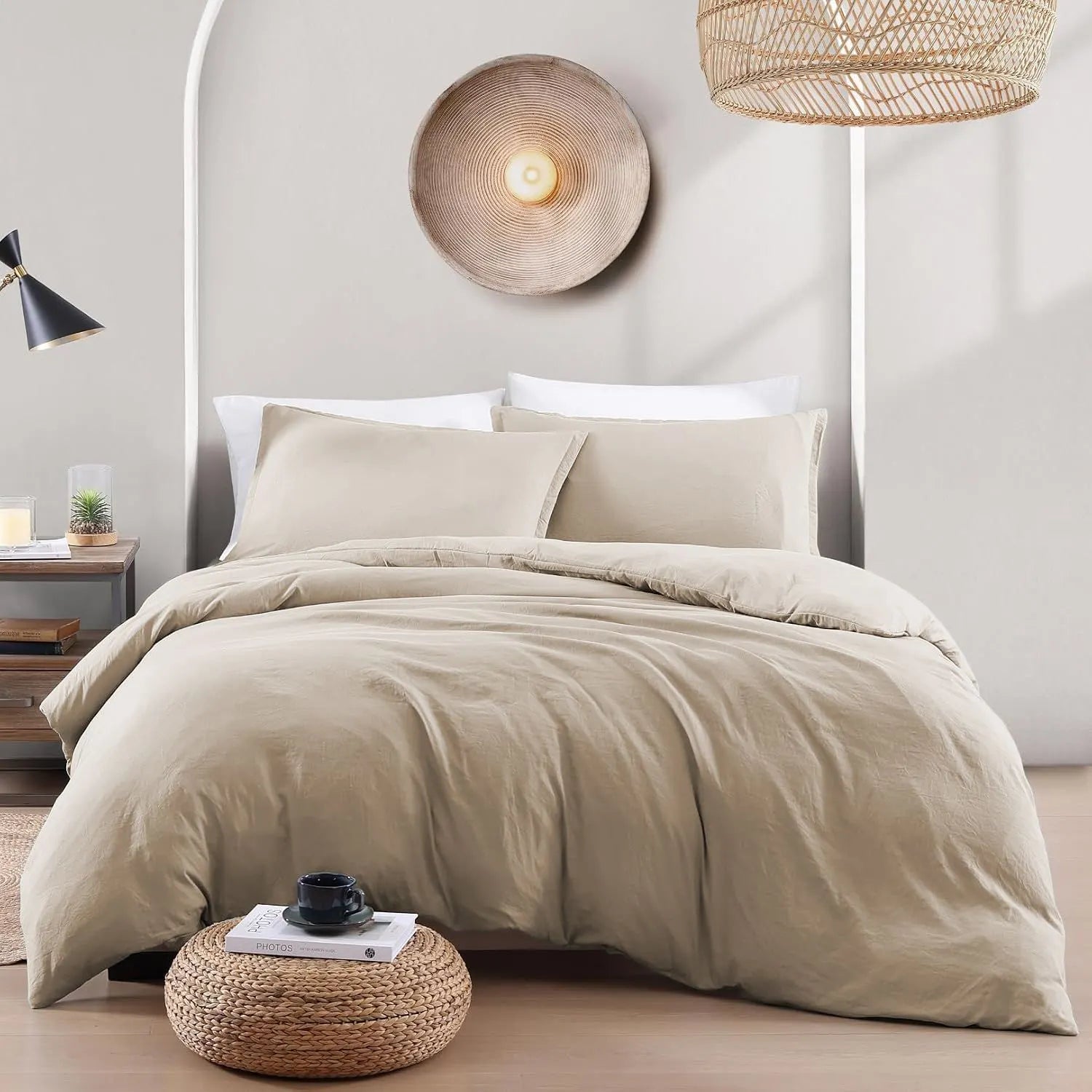Hotel Soft Microfiber Duvet Cover Set-2000TC Quilt Cover Set & Pillowcases -1 Donna Cover Zipper Closure & 1 x Pillowcases-Breathable Bedding - Wrinkle, Fade, Stain Resistant(Camel Beige,King) - Image 6
