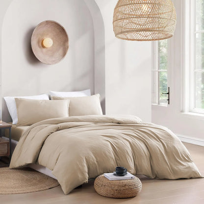 Hotel Soft Microfiber Duvet Cover Set-2000TC Quilt Cover Set & Pillowcases -1 Donna Cover Zipper Closure & 1 x Pillowcases-Breathable Bedding - Wrinkle, Fade, Stain Resistant(Camel Beige,King) - Image 7