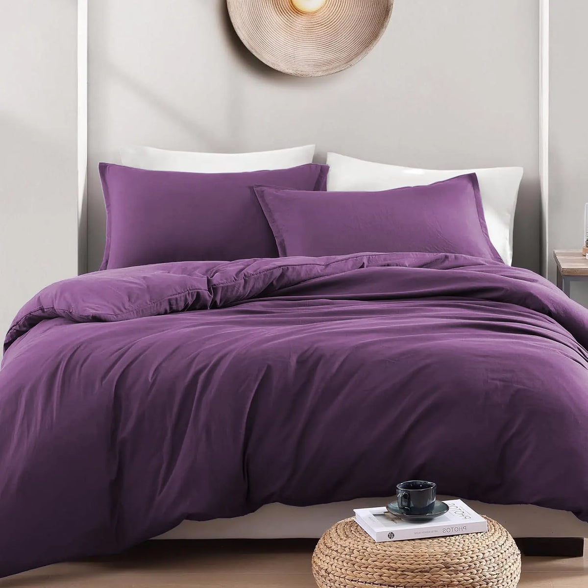 Hotel Soft Microfiber Duvet Cover Set-2000TC Quilt Cover Set & Pillowcases -1 Donna Cover Zipper Closure & 1 x Pillowcases-Breathable Bedding - Wrinkle, Fade, Stain Resistant(Purple,King) - Image 2