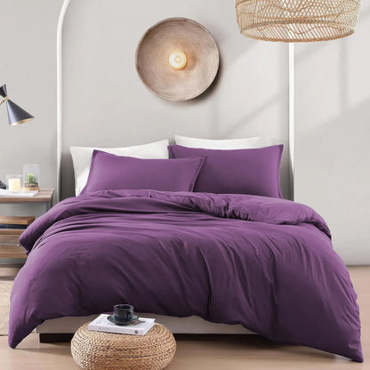 Hotel Soft Microfiber Duvet Cover Set-2000TC Quilt Cover Set & Pillowcases -1 Donna Cover Zipper Closure & 1 x Pillowcases-Breathable Bedding - Wrinkle, Fade, Stain Resistant(Purple,King) - Image 6