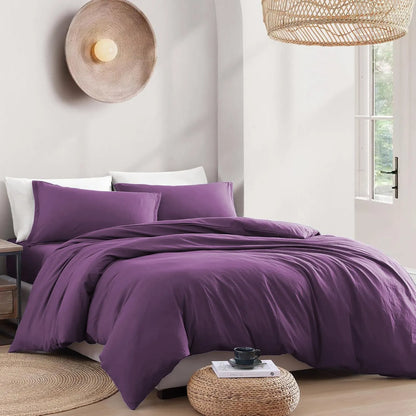 Hotel Soft Microfiber Duvet Cover Set-2000TC Quilt Cover Set & Pillowcases -1 Donna Cover Zipper Closure & 1 x Pillowcases-Breathable Bedding - Wrinkle, Fade, Stain Resistant(Purple,King) - Image 7
