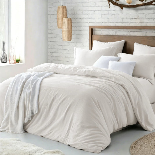 Hotel Soft Microfiber Duvet Cover Set-2000TC Quilt Cover Set & Pillowcases -1 Donna Cover Zipper Closure & 1 x Pillowcases-Breathable Bedding - Wrinkle, Fade, Stain Resistant(Raw white,King Single)