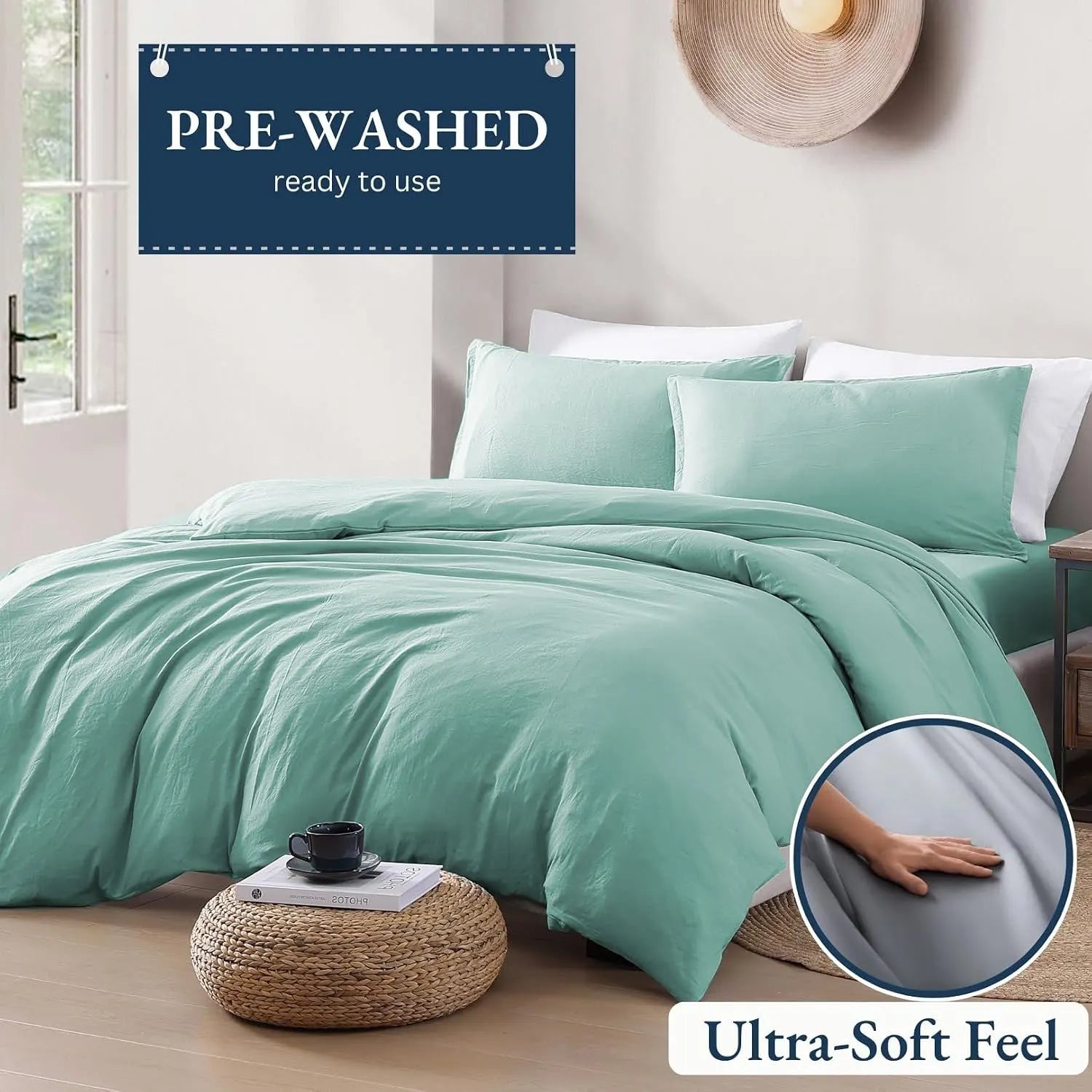 Hotel Soft Microfiber Duvet Cover Set-2000TC Quilt Cover Set & Pillowcases -1 Donna Cover Zipper Closure & 1 x Pillowcases-Breathable Bedding - Wrinkle, Fade, Stain Resistant(Ice Blue,King Single) - Image 3