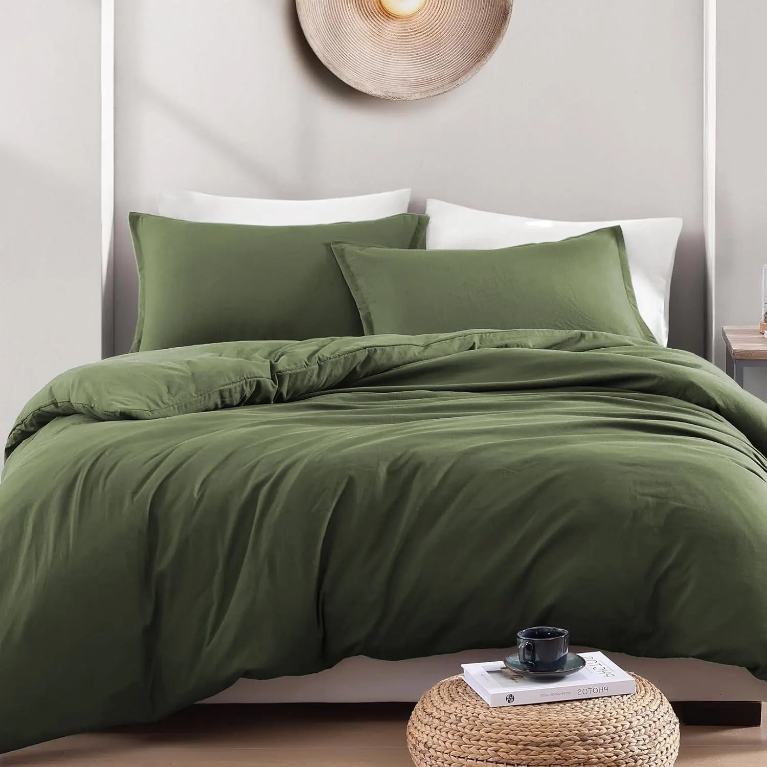Hotel Soft Microfiber Duvet Cover Set-2000TC Quilt Cover Set & Pillowcases -1 Donna Cover Zipper Closure & 1 x Pillowcases-Breathable Bedding - Wrinkle, Fade, Stain Resistant(Olive green,King Single) - Image 3