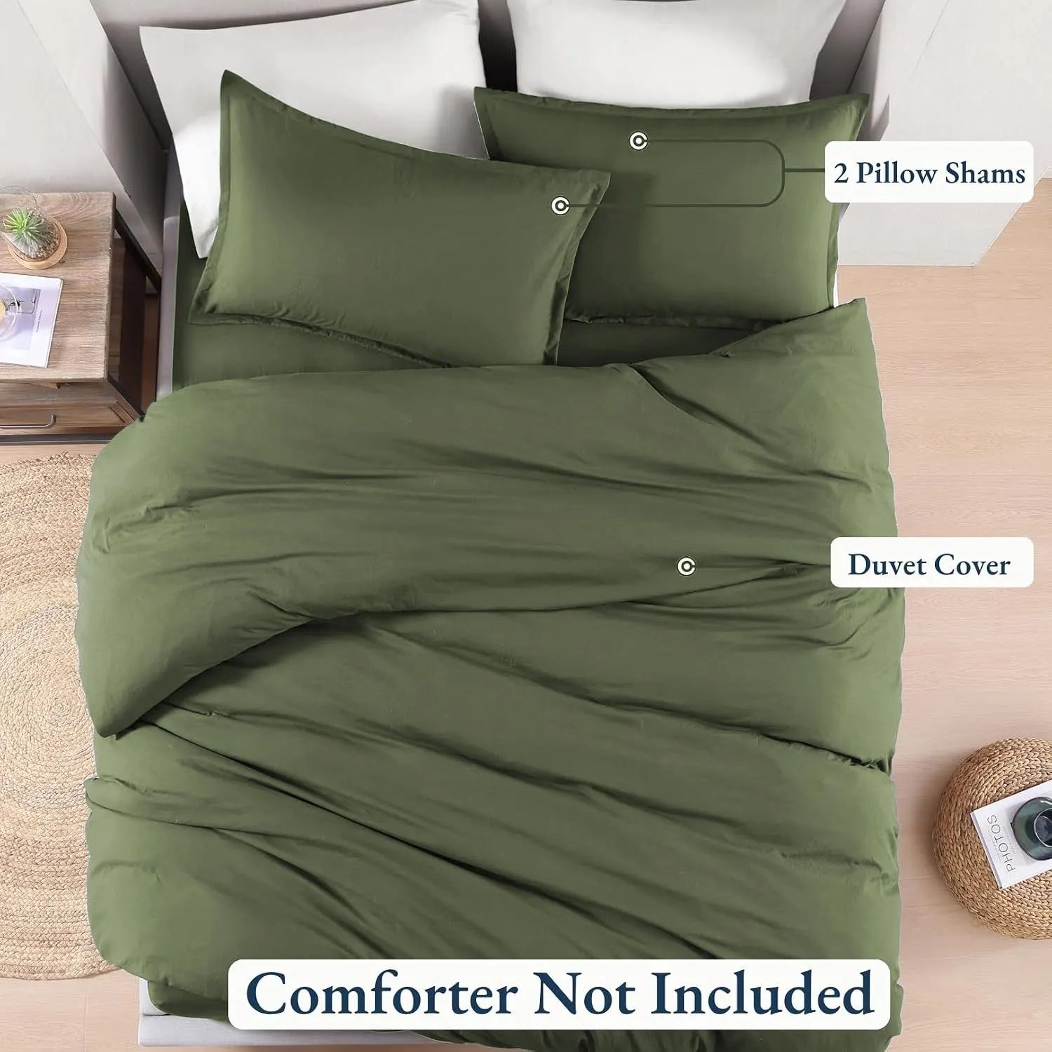 Hotel Soft Microfiber Duvet Cover Set-2000TC Quilt Cover Set & Pillowcases -1 Donna Cover Zipper Closure & 1 x Pillowcases-Breathable Bedding - Wrinkle, Fade, Stain Resistant(Olive green,King Single) - Image 5