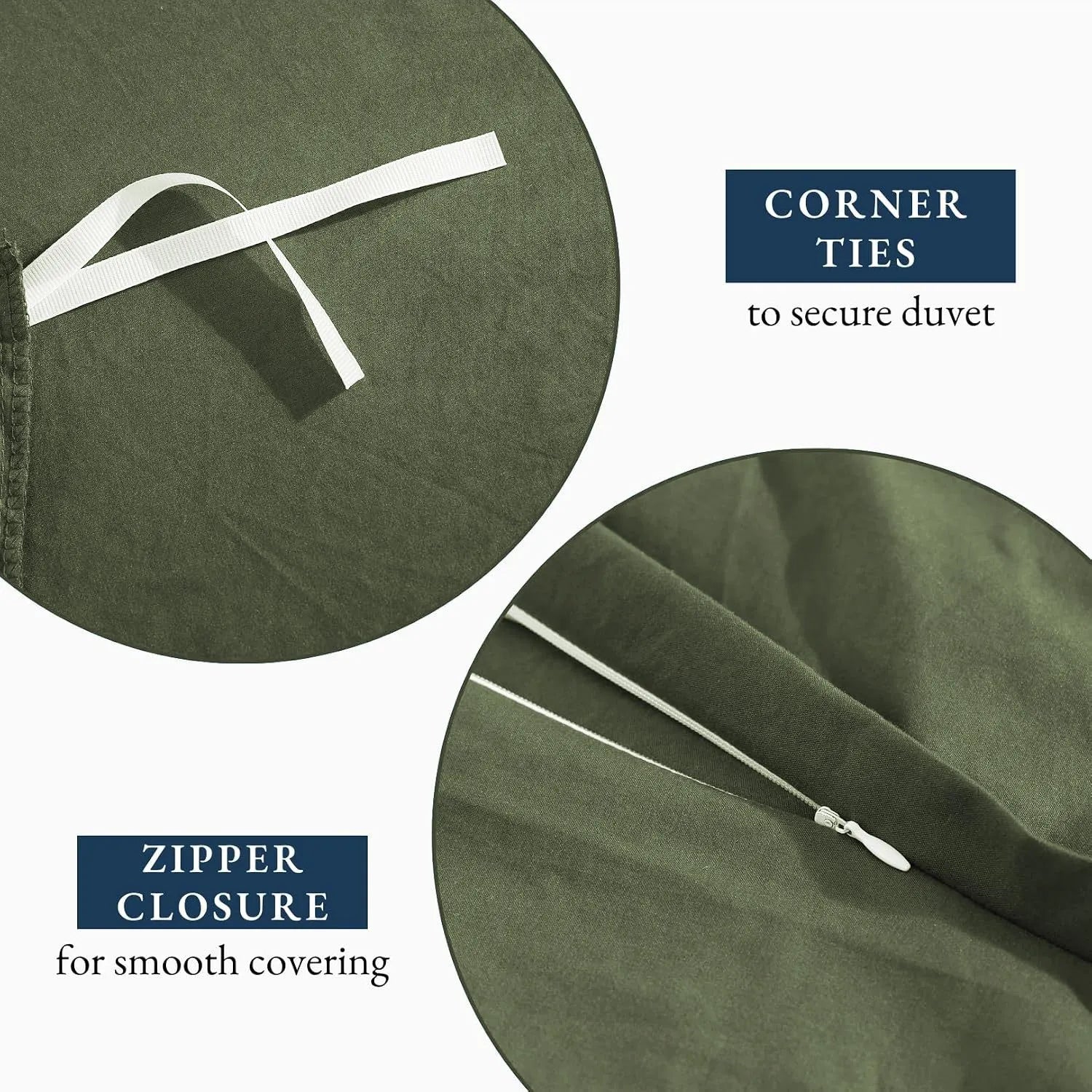 Hotel Soft Microfiber Duvet Cover Set-2000TC Quilt Cover Set & Pillowcases -1 Donna Cover Zipper Closure & 1 x Pillowcases-Breathable Bedding - Wrinkle, Fade, Stain Resistant(Olive green,King Single) - Image 6