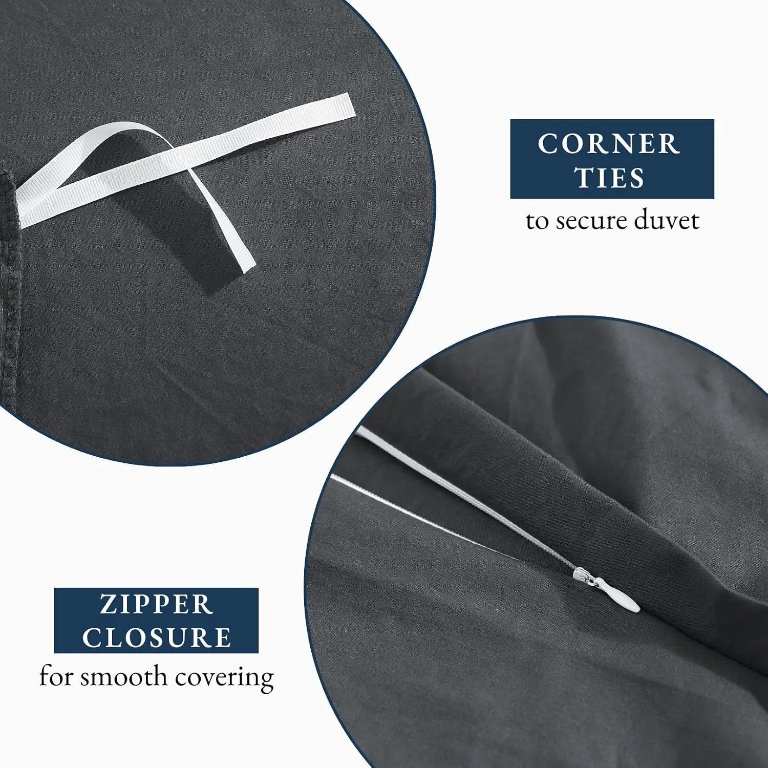 Hotel Soft Microfiber Duvet Cover Set-2000TC Quilt Cover Set & Pillowcases -1 Donna Cover Zipper Closure & 1 x Pillowcases-Breathable Bedding - Wrinkle, Fade, Stain Resistant(Dark gray,King Single) - Image 5