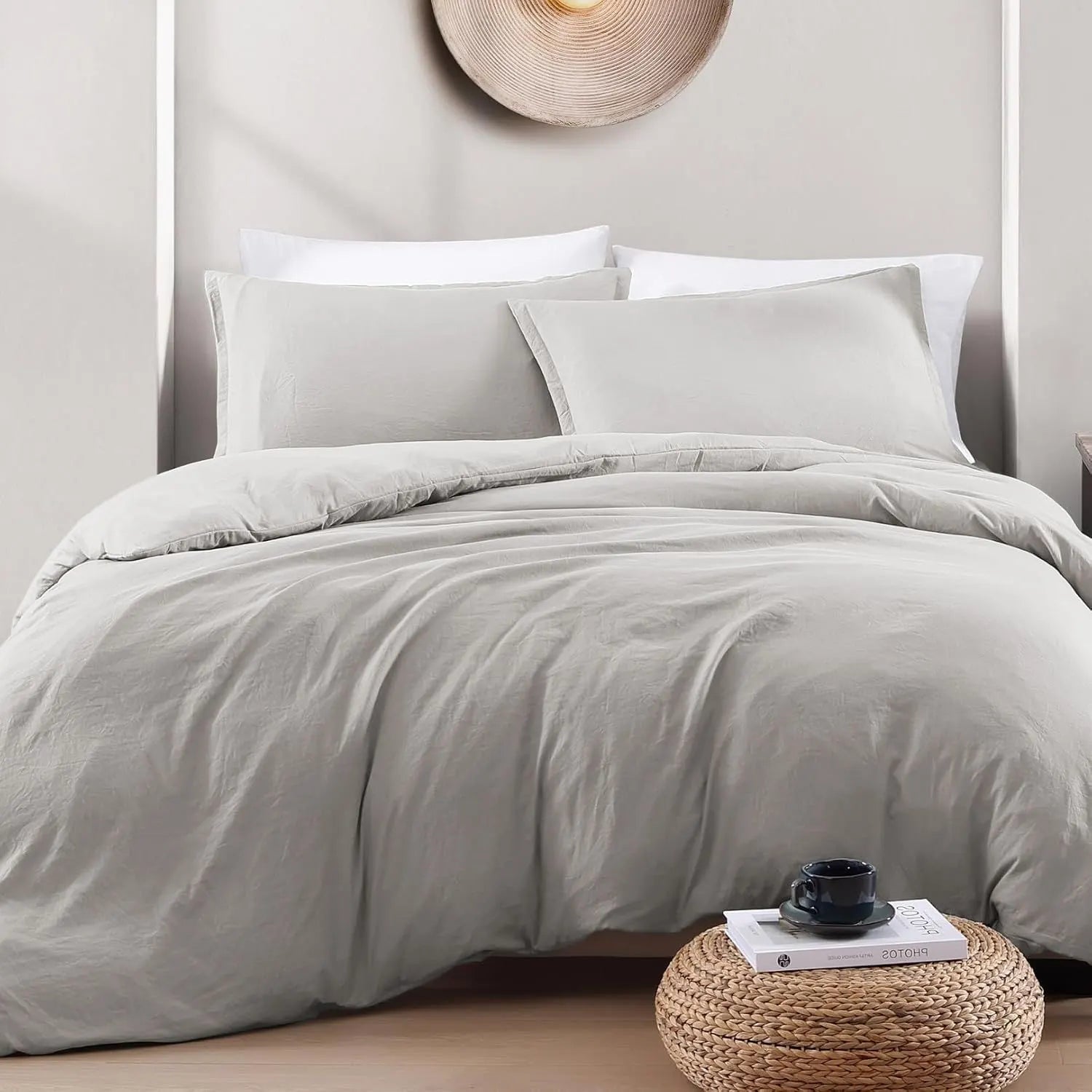 Hotel Soft Microfiber Duvet Cover Set-2000TC Quilt Cover Set & Pillowcases -1 Donna Cover Zipper Closure & 1 x Pillowcases-Breathable Bedding - Wrinkle, Fade, Stain Resistant(Silver-gray,King Single) - Image 2