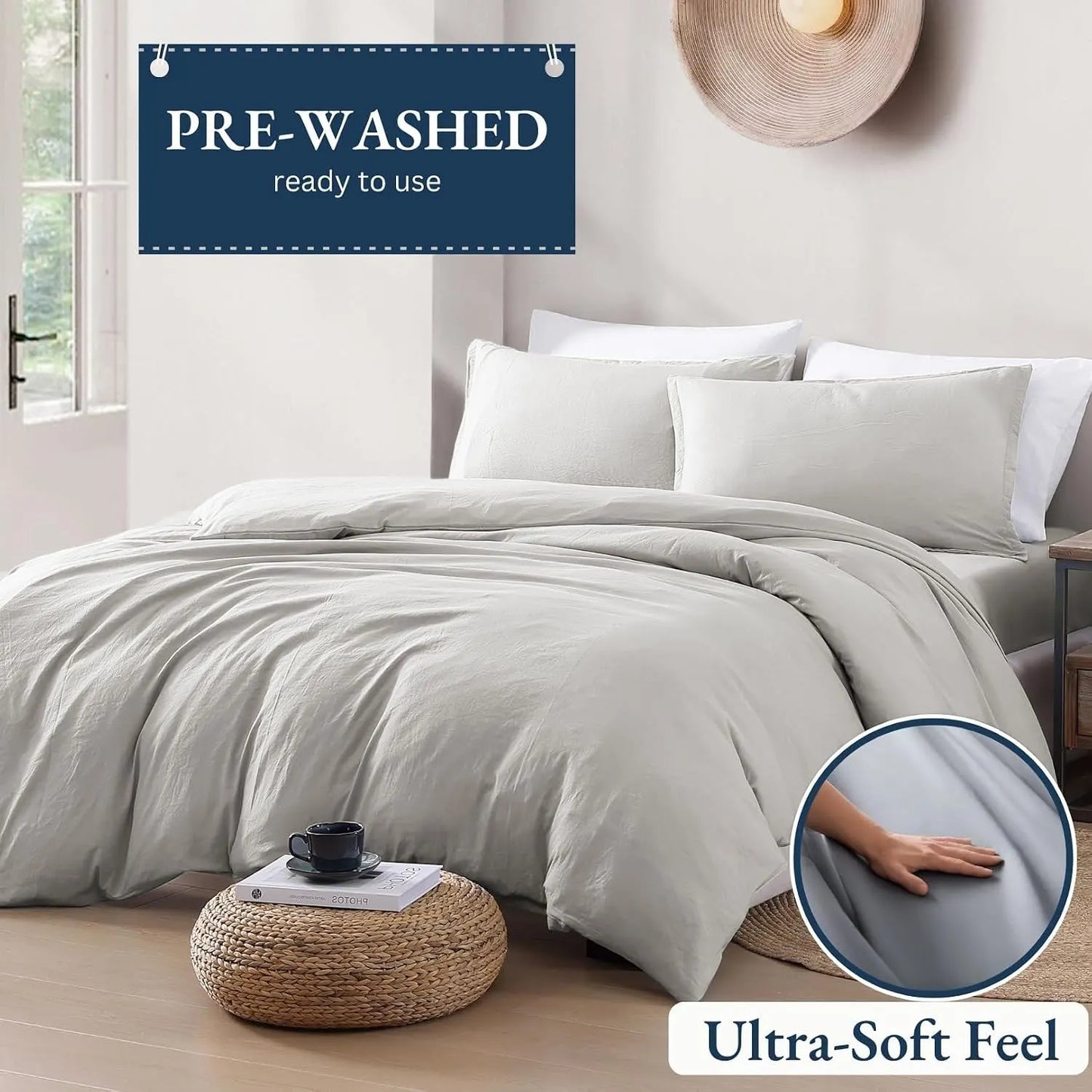 Hotel Soft Microfiber Duvet Cover Set-2000TC Quilt Cover Set & Pillowcases -1 Donna Cover Zipper Closure & 1 x Pillowcases-Breathable Bedding - Wrinkle, Fade, Stain Resistant(Silver-gray,King Single) - Image 3