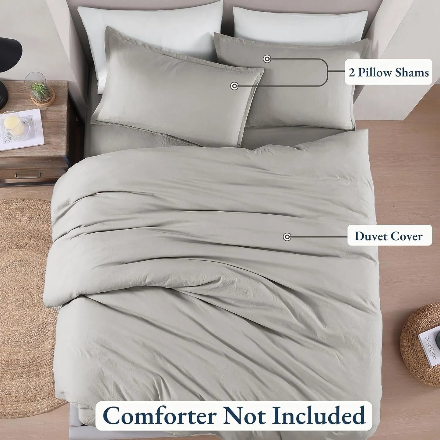 Hotel Soft Microfiber Duvet Cover Set-2000TC Quilt Cover Set & Pillowcases -1 Donna Cover Zipper Closure & 1 x Pillowcases-Breathable Bedding - Wrinkle, Fade, Stain Resistant(Silver-gray,King Single) - Image 4