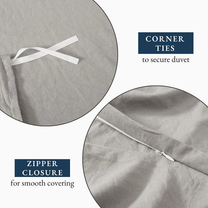 Hotel Soft Microfiber Duvet Cover Set-2000TC Quilt Cover Set & Pillowcases -1 Donna Cover Zipper Closure & 1 x Pillowcases-Breathable Bedding - Wrinkle, Fade, Stain Resistant(Silver-gray,King Single) - Image 5
