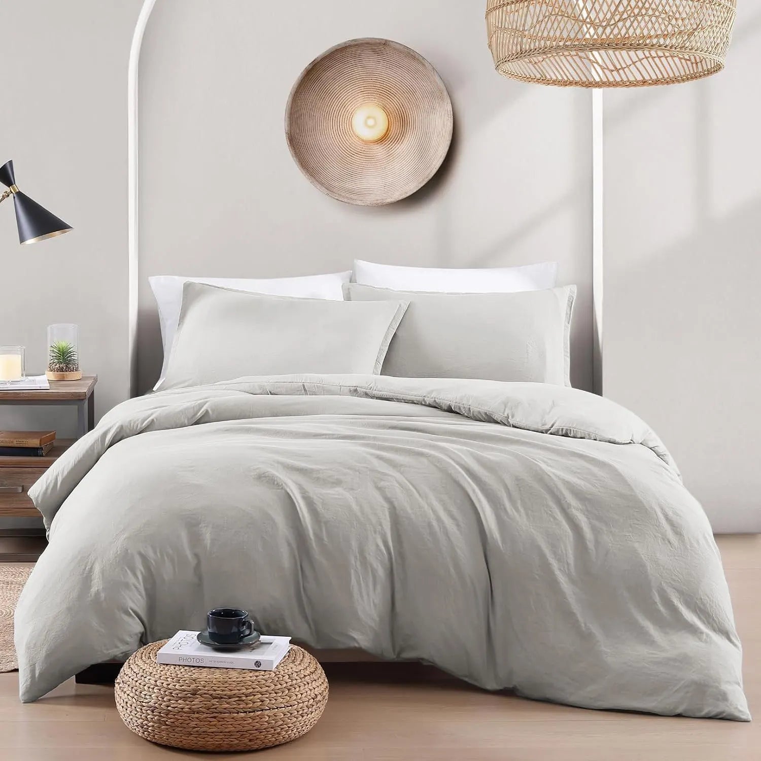 Hotel Soft Microfiber Duvet Cover Set-2000TC Quilt Cover Set & Pillowcases -1 Donna Cover Zipper Closure & 1 x Pillowcases-Breathable Bedding - Wrinkle, Fade, Stain Resistant(Silver-gray,King Single) - Image 7