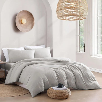 Hotel Soft Microfiber Duvet Cover Set-2000TC Quilt Cover Set & Pillowcases -1 Donna Cover Zipper Closure & 1 x Pillowcases-Breathable Bedding - Wrinkle, Fade, Stain Resistant(Silver-gray,King Single) - Image 8
