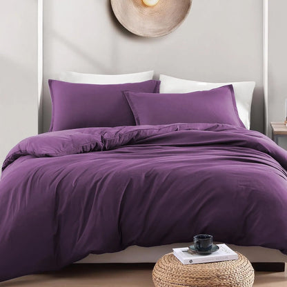 Hotel Soft Microfiber Duvet Cover Set-2000TC Quilt Cover Set & Pillowcases -1 Donna Cover Zipper Closure & 1 x Pillowcases-Breathable Bedding - Wrinkle, Fade, Stain Resistant(Purple,King Single) - Image 2