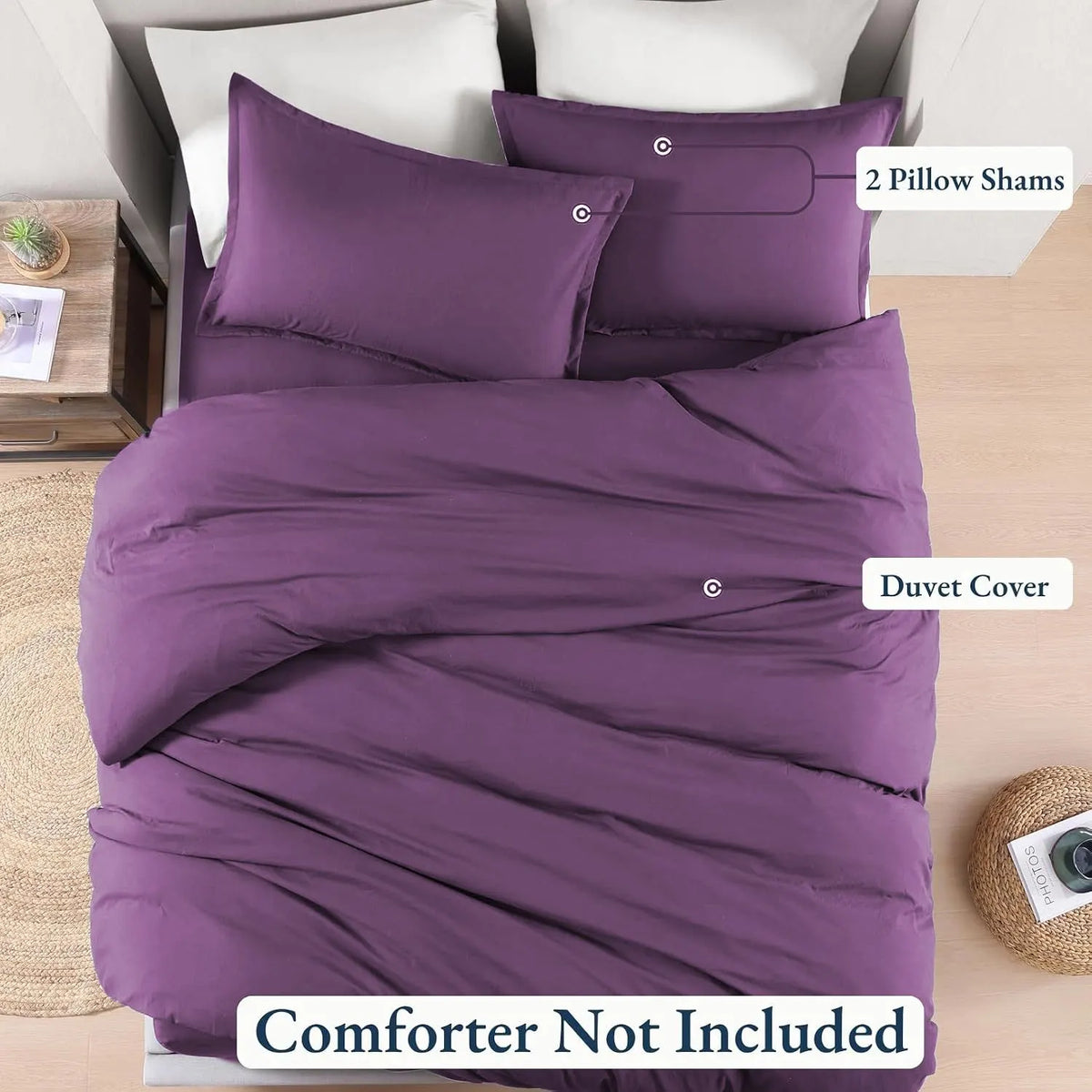 Hotel Soft Microfiber Duvet Cover Set-2000TC Quilt Cover Set & Pillowcases -1 Donna Cover Zipper Closure & 1 x Pillowcases-Breathable Bedding - Wrinkle, Fade, Stain Resistant(Purple,King Single) - Image 4