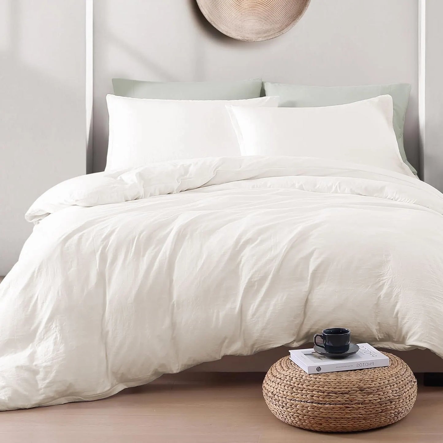 Hotel Soft Microfiber Duvet Cover Set-2000TC Quilt Cover Set & Pillowcases -1 Donna Cover Zipper Closure & 1 x Pillowcases-Breathable Bedding - Wrinkle, Fade, Stain Resistant(Raw white,Queen) - Image 2