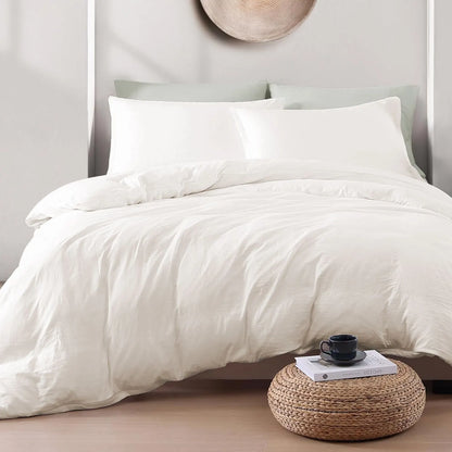 Hotel Soft Microfiber Duvet Cover Set-2000TC Quilt Cover Set & Pillowcases -1 Donna Cover Zipper Closure & 1 x Pillowcases-Breathable Bedding - Wrinkle, Fade, Stain Resistant(Raw white,Queen) - Image 2