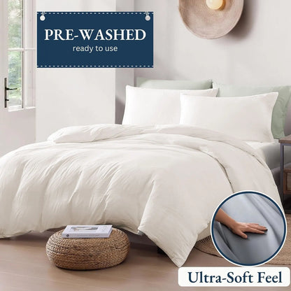 Hotel Soft Microfiber Duvet Cover Set-2000TC Quilt Cover Set & Pillowcases -1 Donna Cover Zipper Closure & 1 x Pillowcases-Breathable Bedding - Wrinkle, Fade, Stain Resistant(Raw white,Queen) - Image 3