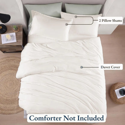 Hotel Soft Microfiber Duvet Cover Set-2000TC Quilt Cover Set & Pillowcases -1 Donna Cover Zipper Closure & 1 x Pillowcases-Breathable Bedding - Wrinkle, Fade, Stain Resistant(Raw white,Queen) - Image 4