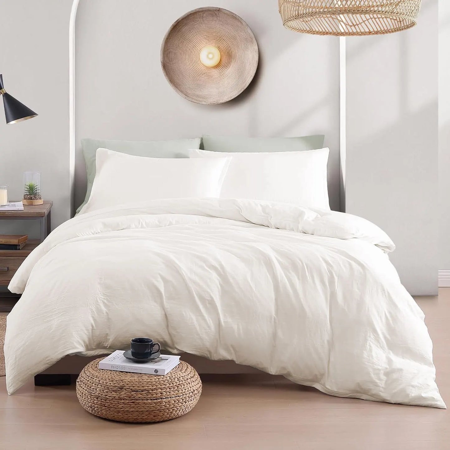 Hotel Soft Microfiber Duvet Cover Set-2000TC Quilt Cover Set & Pillowcases -1 Donna Cover Zipper Closure & 1 x Pillowcases-Breathable Bedding - Wrinkle, Fade, Stain Resistant(Raw white,Queen) - Image 6