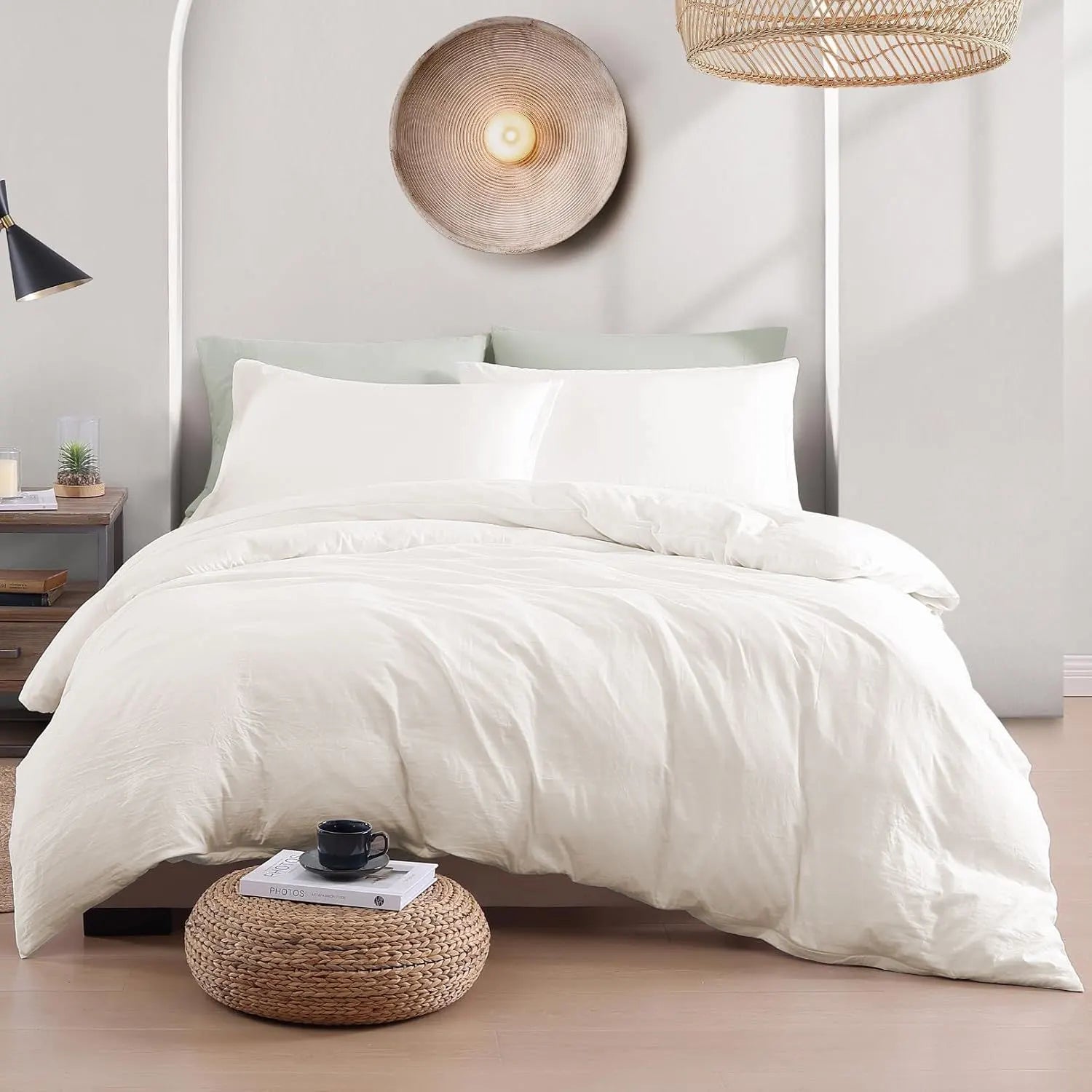 Hotel Soft Microfiber Duvet Cover Set-2000TC Quilt Cover Set & Pillowcases -1 Donna Cover Zipper Closure & 1 x Pillowcases-Breathable Bedding - Wrinkle, Fade, Stain Resistant(Raw white,Queen) - Image 6