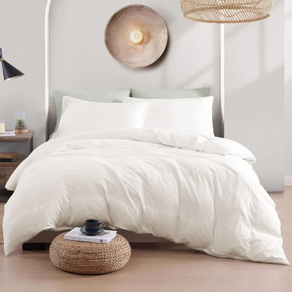 Hotel Soft Microfiber Duvet Cover Set-2000TC Quilt Cover Set & Pillowcases -1 Donna Cover Zipper Closure & 1 x Pillowcases-Breathable Bedding - Wrinkle, Fade, Stain Resistant(Raw white,Queen) - Image 6