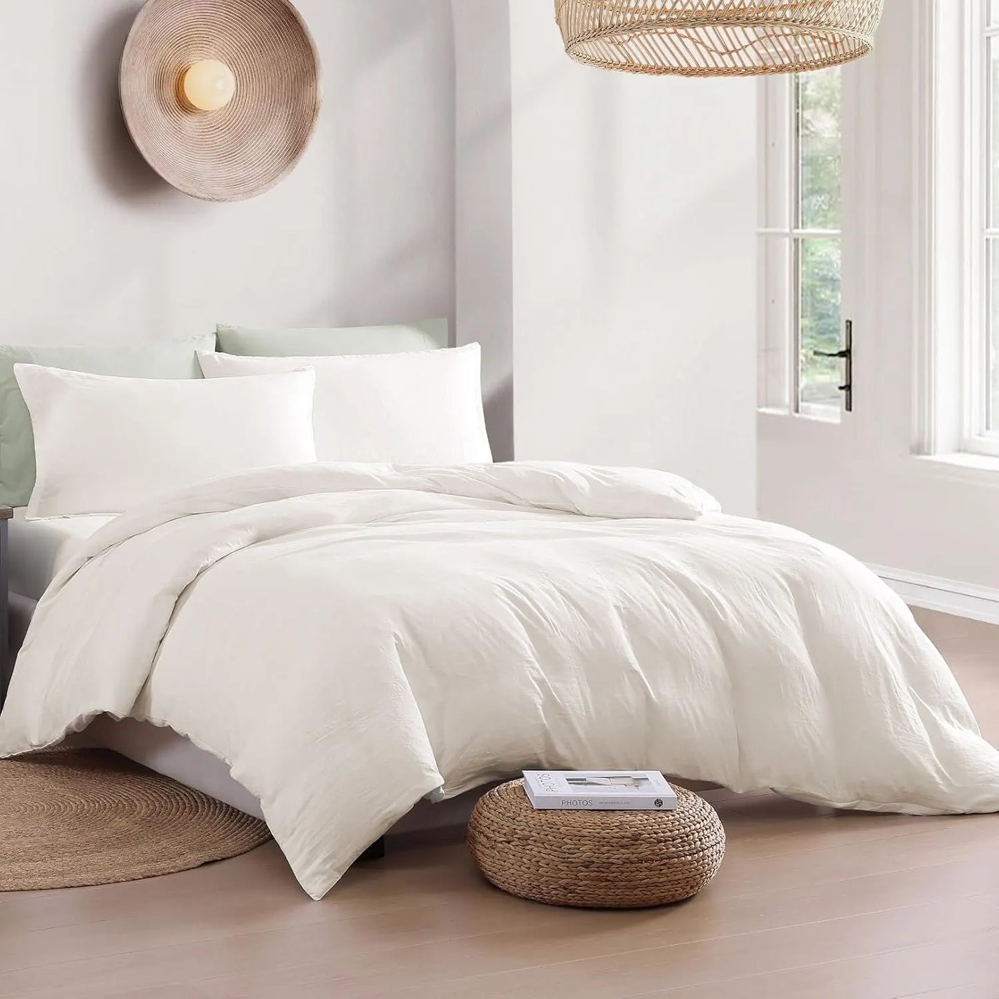 Hotel Soft Microfiber Duvet Cover Set-2000TC Quilt Cover Set & Pillowcases -1 Donna Cover Zipper Closure & 1 x Pillowcases-Breathable Bedding - Wrinkle, Fade, Stain Resistant(Raw white,Queen) - Image 7