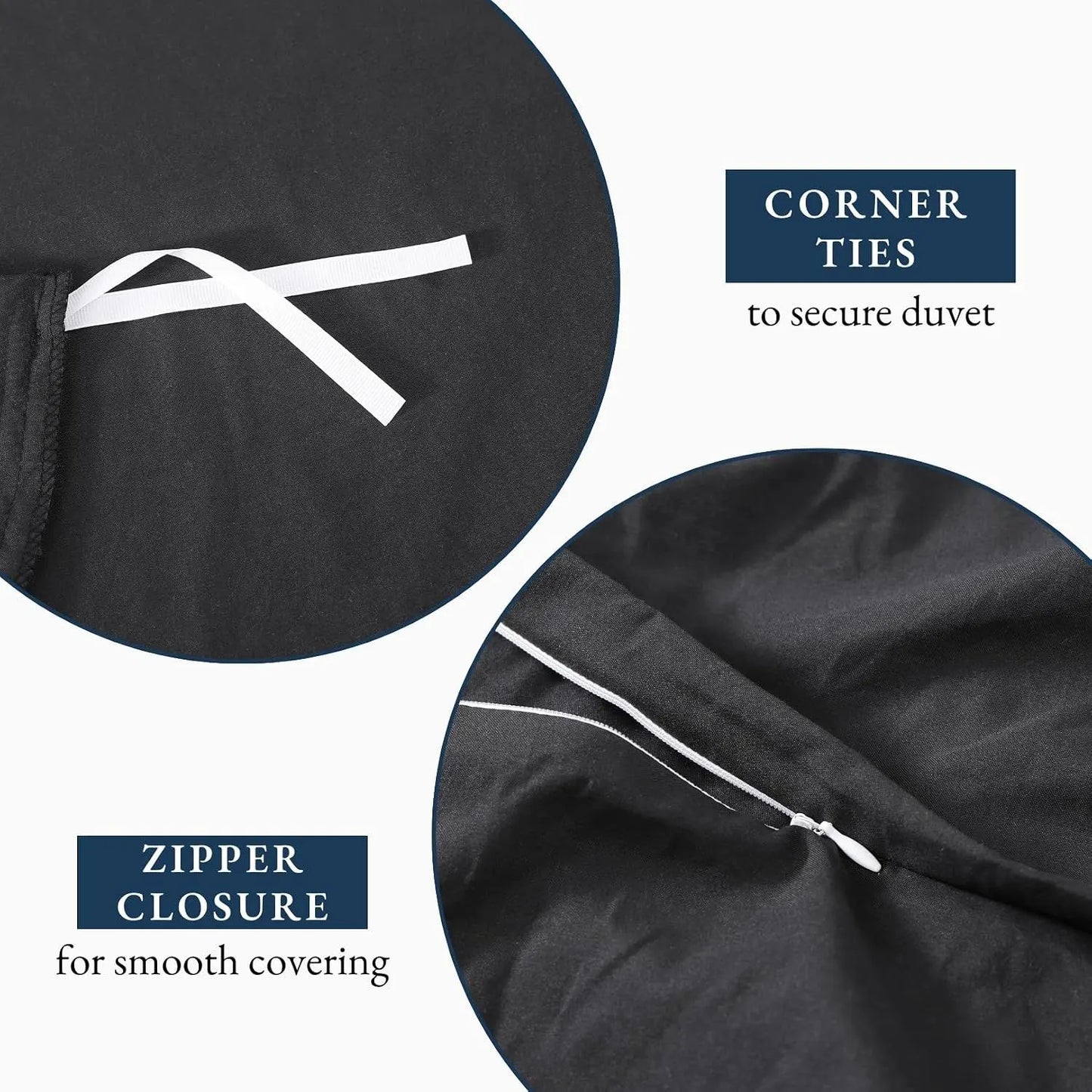 Hotel Soft Microfiber Duvet Cover Set-2000TC Quilt Cover Set & Pillowcases -1 Donna Cover Zipper Closure & 1 x Pillowcases-Breathable Bedding - Wrinkle, Fade, Stain Resistant(Black,Queen) - Image 5