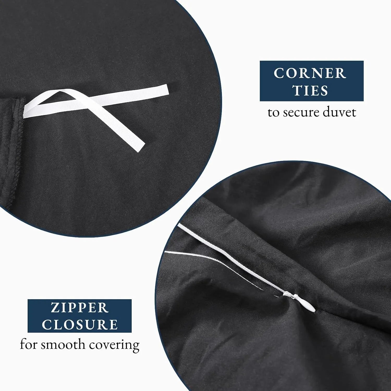 Hotel Soft Microfiber Duvet Cover Set-2000TC Quilt Cover Set & Pillowcases -1 Donna Cover Zipper Closure & 1 x Pillowcases-Breathable Bedding - Wrinkle, Fade, Stain Resistant(Black,Queen) - Image 5