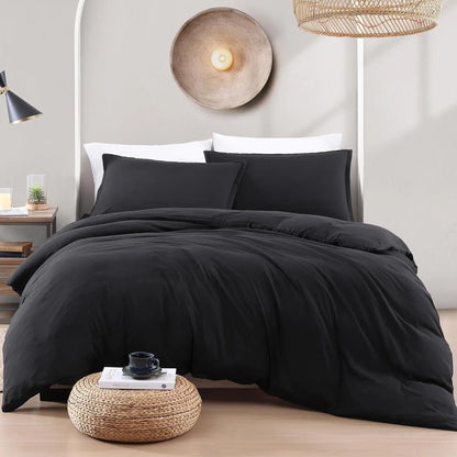 Hotel Soft Microfiber Duvet Cover Set-2000TC Quilt Cover Set & Pillowcases -1 Donna Cover Zipper Closure & 1 x Pillowcases-Breathable Bedding - Wrinkle, Fade, Stain Resistant(Black,Queen) - Image 7