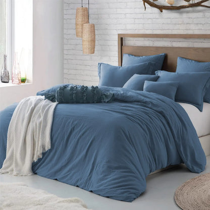Hotel Soft Microfiber Duvet Cover Set-2000TC Quilt Cover Set & Pillowcases -1 Donna Cover Zipper Closure & 1 x Pillowcases-Breathable Bedding - Wrinkle, Fade, Stain Resistant(Ocean,Queen)