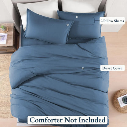Hotel Soft Microfiber Duvet Cover Set-2000TC Quilt Cover Set & Pillowcases -1 Donna Cover Zipper Closure & 1 x Pillowcases-Breathable Bedding - Wrinkle, Fade, Stain Resistant(Ocean,Queen) - Image 4