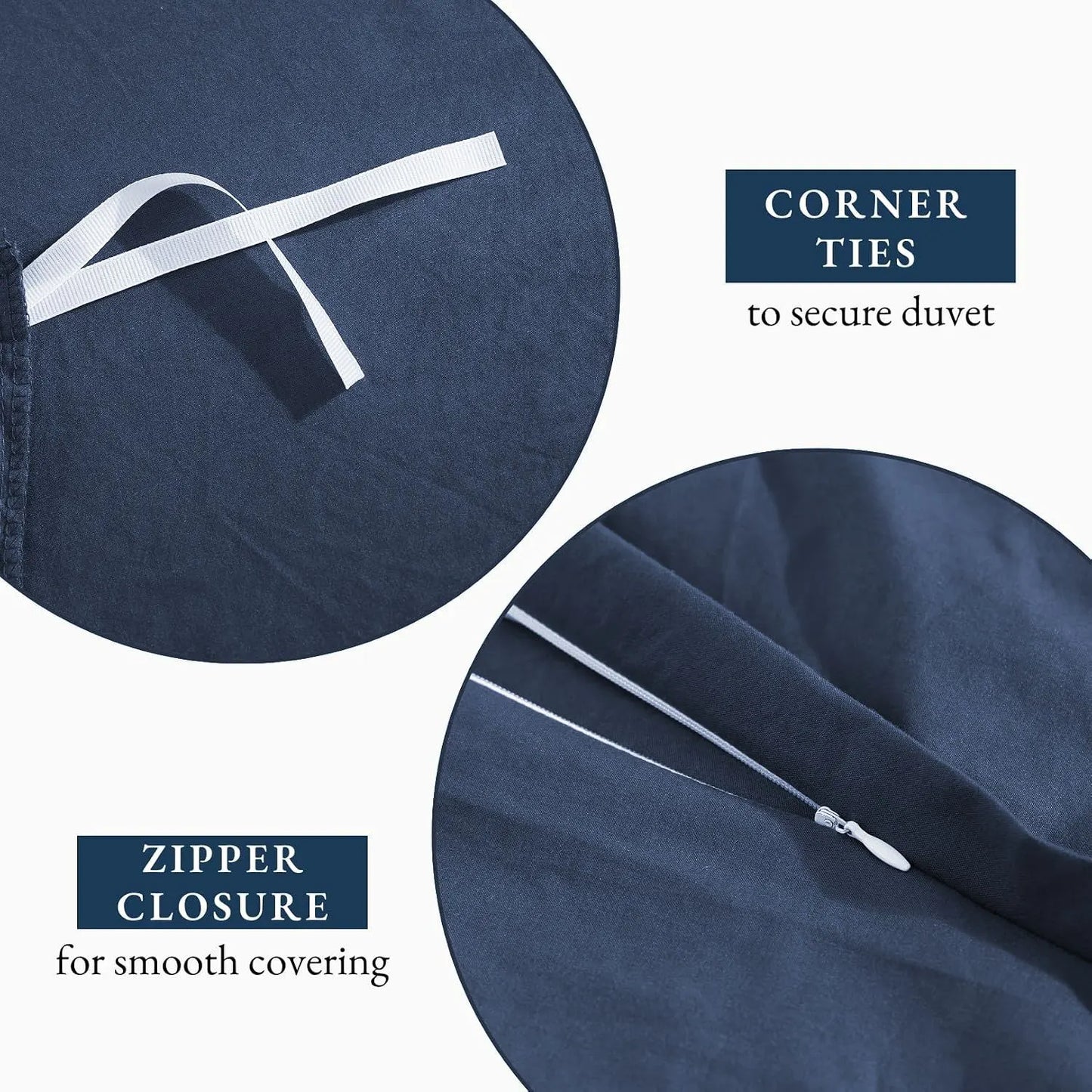 Hotel Soft Microfiber Duvet Cover Set-2000TC Quilt Cover Set & Pillowcases -1 Donna Cover Zipper Closure & 1 x Pillowcases-Breathable Bedding - Wrinkle, Fade, Stain Resistant(Navy,Queen) - Image 5