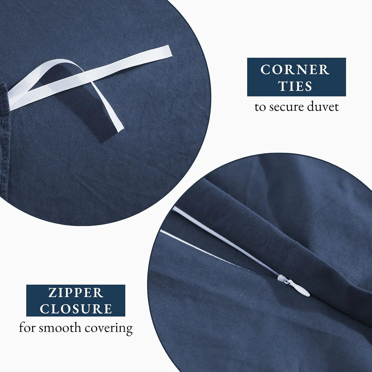 Hotel Soft Microfiber Duvet Cover Set-2000TC Quilt Cover Set & Pillowcases -1 Donna Cover Zipper Closure & 1 x Pillowcases-Breathable Bedding - Wrinkle, Fade, Stain Resistant(Navy,Queen) - Image 5