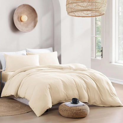 Hotel Soft Microfiber Duvet Cover Set-2000TC Quilt Cover Set & Pillowcases -1 Donna Cover Zipper Closure & 1 x Pillowcases-Breathable Bedding - Wrinkle, Fade, Stain Resistant(Cream White,Queen) - Image 7