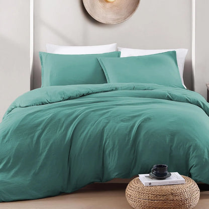 Hotel Soft Microfiber Duvet Cover Set-2000TC Quilt Cover Set & Pillowcases -1 Donna Cover Zipper Closure & 1 x Pillowcases-Breathable Bedding - Wrinkle, Fade, Stain Resistant(Biscay blue,Queen) - Image 2
