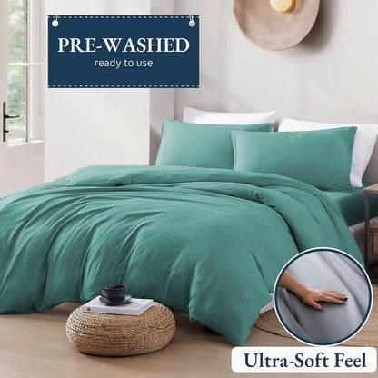 Hotel Soft Microfiber Duvet Cover Set-2000TC Quilt Cover Set & Pillowcases -1 Donna Cover Zipper Closure & 1 x Pillowcases-Breathable Bedding - Wrinkle, Fade, Stain Resistant(Biscay blue,Queen) - Image 3