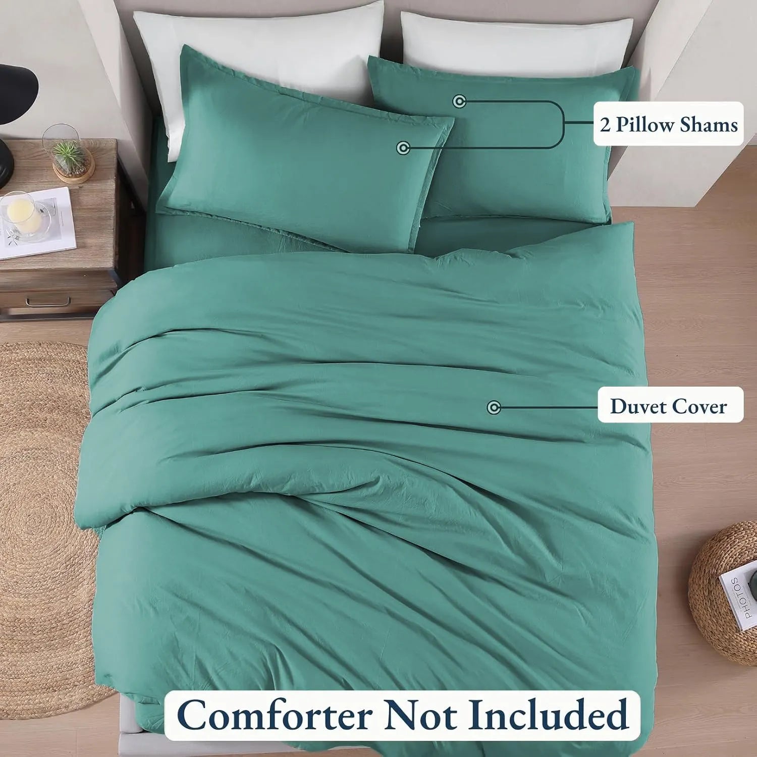 Hotel Soft Microfiber Duvet Cover Set-2000TC Quilt Cover Set & Pillowcases -1 Donna Cover Zipper Closure & 1 x Pillowcases-Breathable Bedding - Wrinkle, Fade, Stain Resistant(Biscay blue,Queen) - Image 4