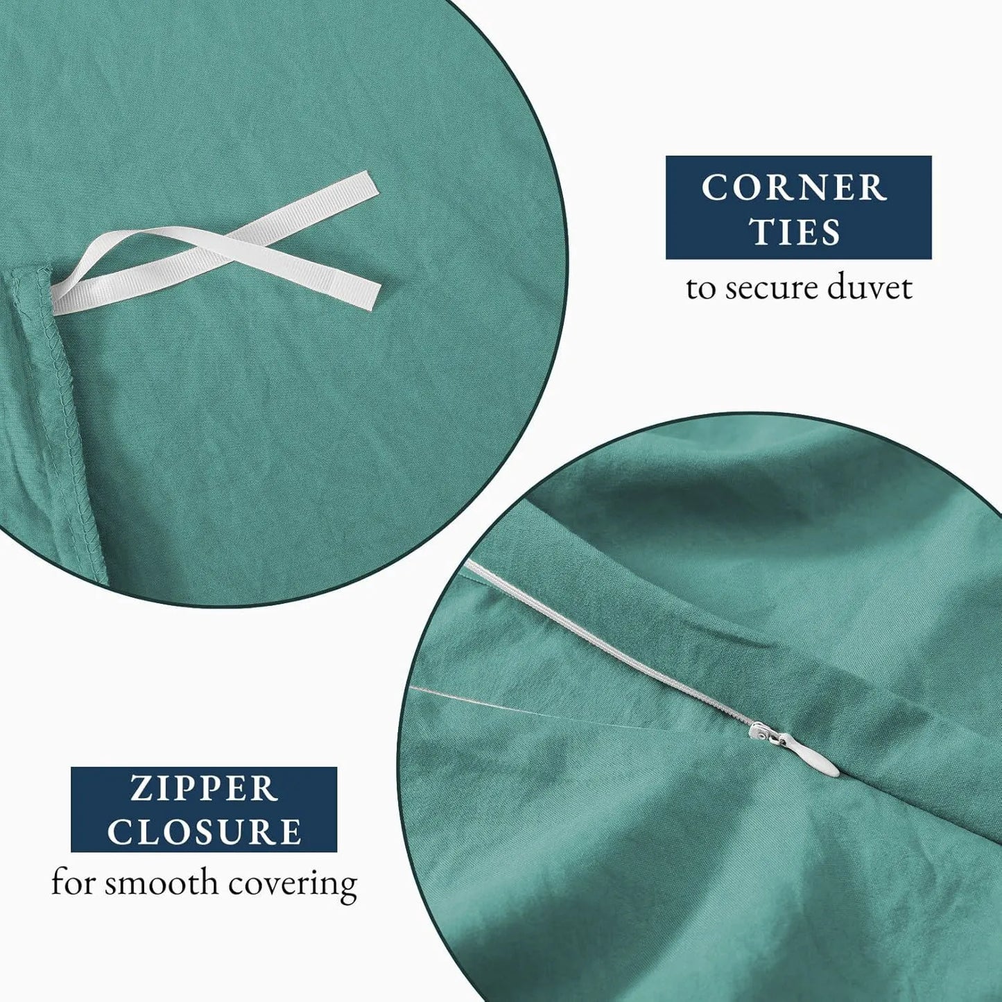 Hotel Soft Microfiber Duvet Cover Set-2000TC Quilt Cover Set & Pillowcases -1 Donna Cover Zipper Closure & 1 x Pillowcases-Breathable Bedding - Wrinkle, Fade, Stain Resistant(Biscay blue,Queen) - Image 5