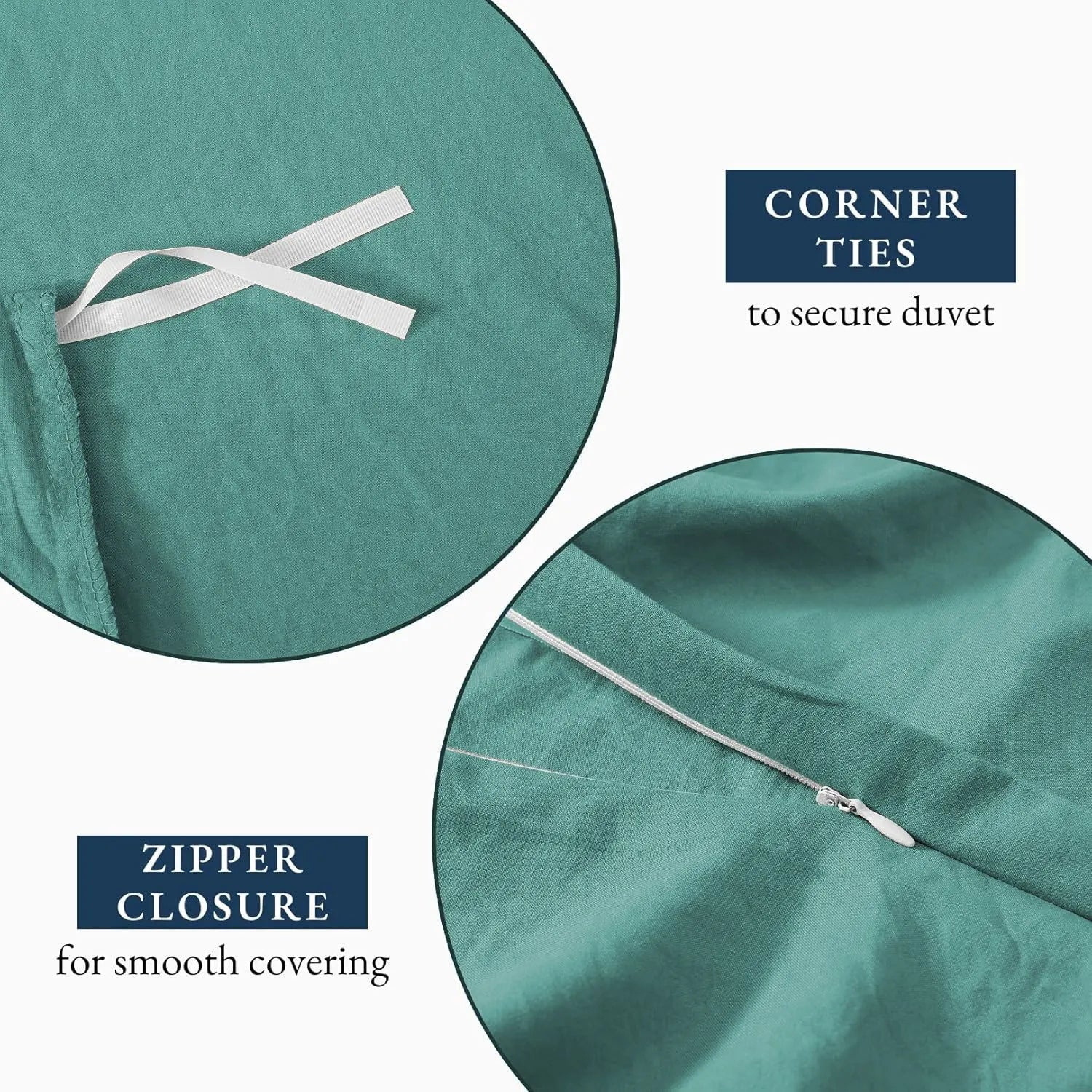 Hotel Soft Microfiber Duvet Cover Set-2000TC Quilt Cover Set & Pillowcases -1 Donna Cover Zipper Closure & 1 x Pillowcases-Breathable Bedding - Wrinkle, Fade, Stain Resistant(Biscay blue,Queen) - Image 5