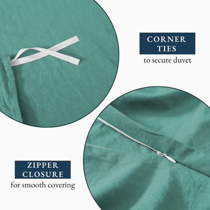 Hotel Soft Microfiber Duvet Cover Set-2000TC Quilt Cover Set & Pillowcases -1 Donna Cover Zipper Closure & 1 x Pillowcases-Breathable Bedding - Wrinkle, Fade, Stain Resistant(Biscay blue,Queen) - Image 5