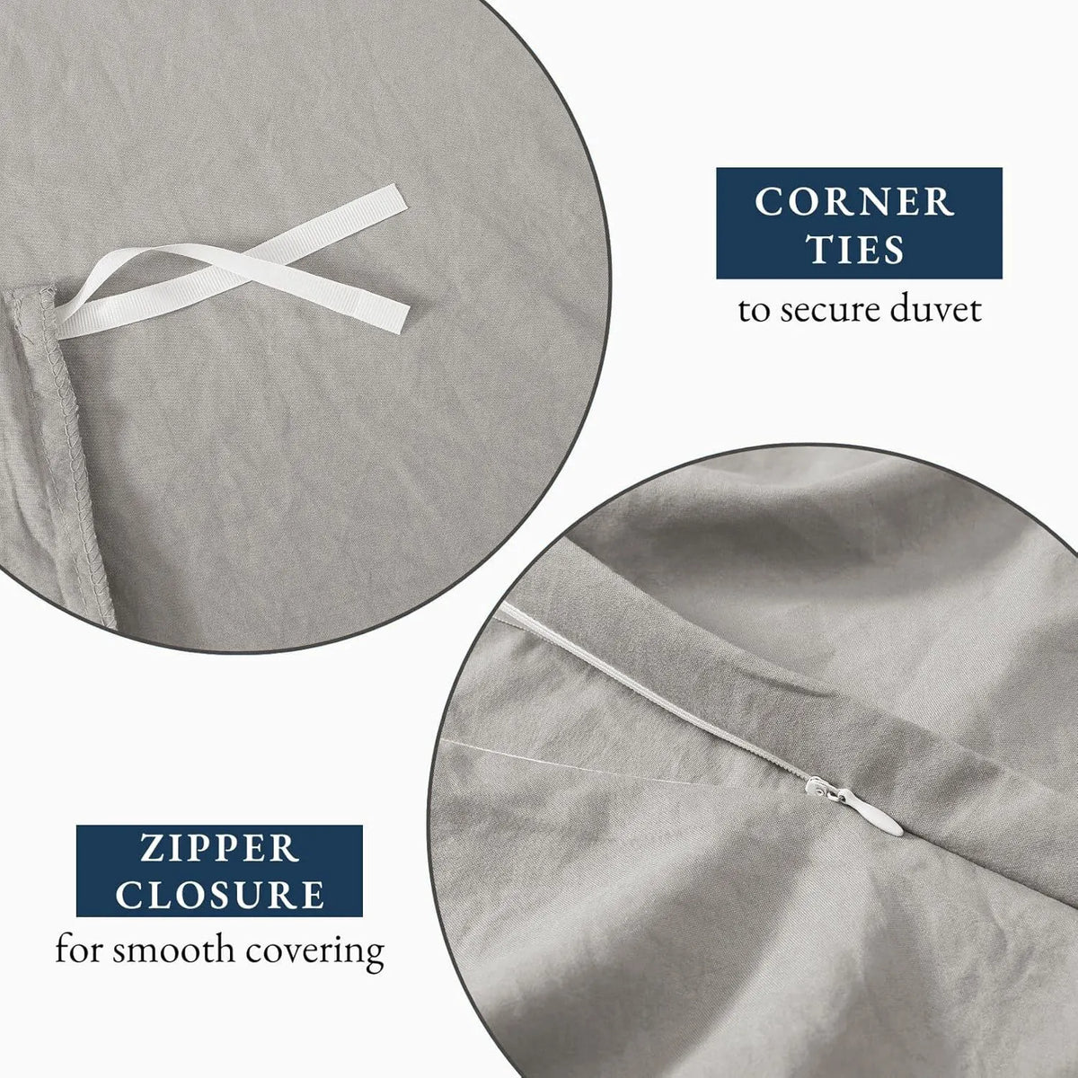 Hotel Soft Microfiber Duvet Cover Set-2000TC Quilt Cover Set & Pillowcases -1 Donna Cover Zipper Closure & 1 x Pillowcases-Breathable Bedding - Wrinkle, Fade, Stain Resistant(Silver-gray,Queen) - Image 6
