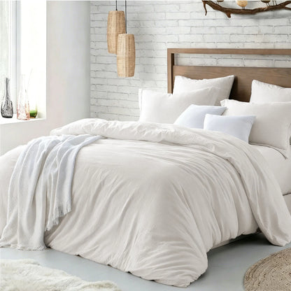 Hotel Soft Microfiber Duvet Cover Set-2000TC Quilt Cover Set & Pillowcases -1 Donna Cover Zipper Closure & 1 x Pillowcases-Breathable Bedding - Wrinkle, Fade, Stain Resistant(Raw white,Single)