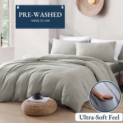 Hotel Soft Microfiber Duvet Cover Set-2000TC Quilt Cover Set & Pillowcases -1 Donna Cover Zipper Closure & 1 x Pillowcases-Breathable Bedding - Wrinkle, Fade, Stain Resistant(Grey,Single) - Image 3