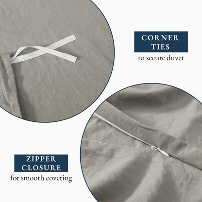 Hotel Soft Microfiber Duvet Cover Set-2000TC Quilt Cover Set & Pillowcases -1 Donna Cover Zipper Closure & 1 x Pillowcases-Breathable Bedding - Wrinkle, Fade, Stain Resistant(Grey,Single) - Image 5