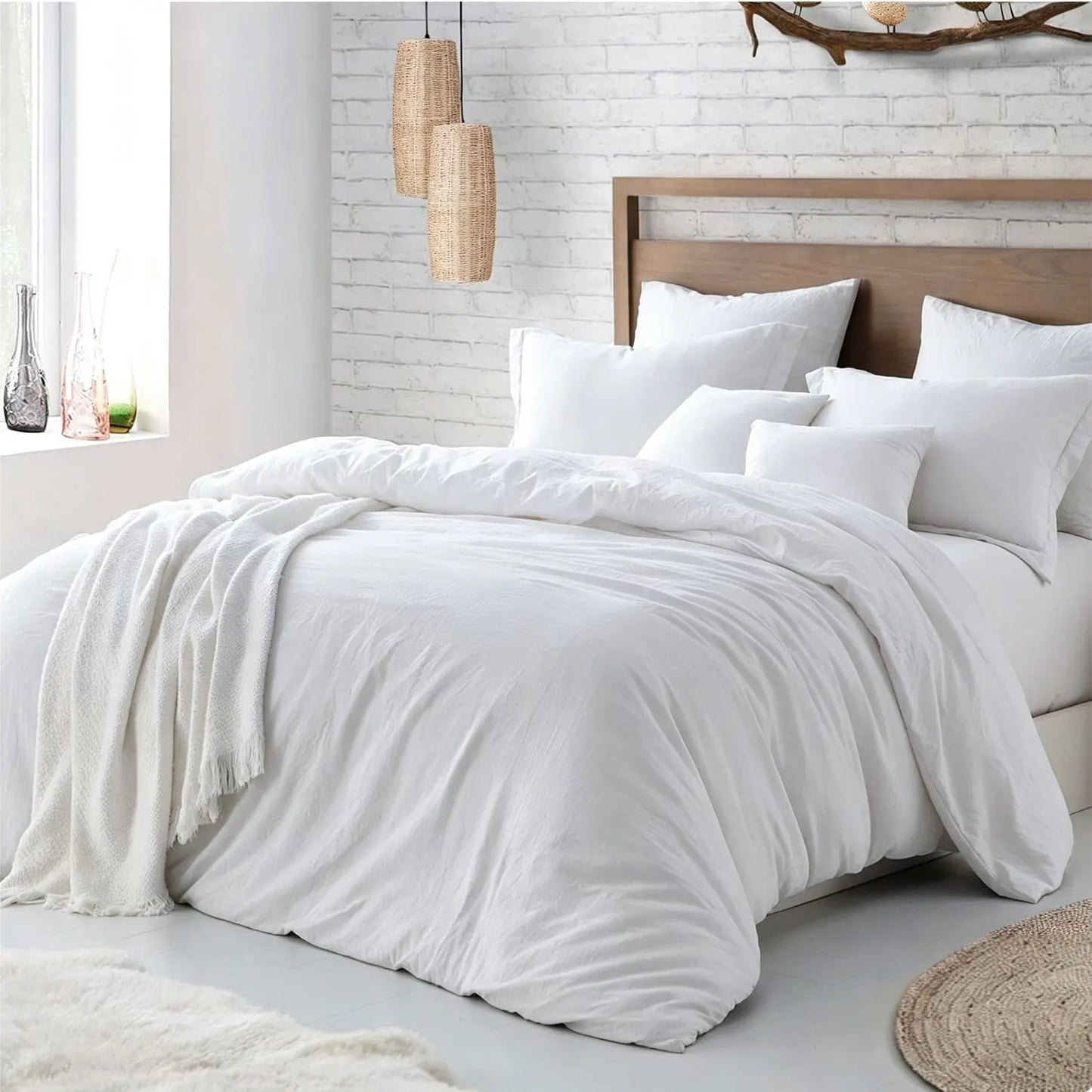 Hotel Soft Microfiber Duvet Cover Set-2000TC Quilt Cover Set & Pillowcases -1 Donna Cover Zipper Closure & 1 x Pillowcases-Breathable Bedding - Wrinkle, Fade, Stain Resistant(White,Super King)